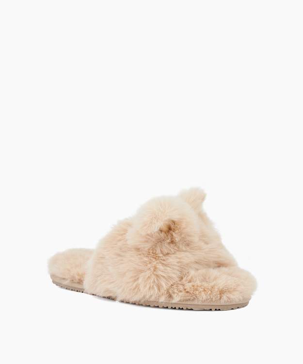 Whiskers Camel - Faux Shearling Slippers