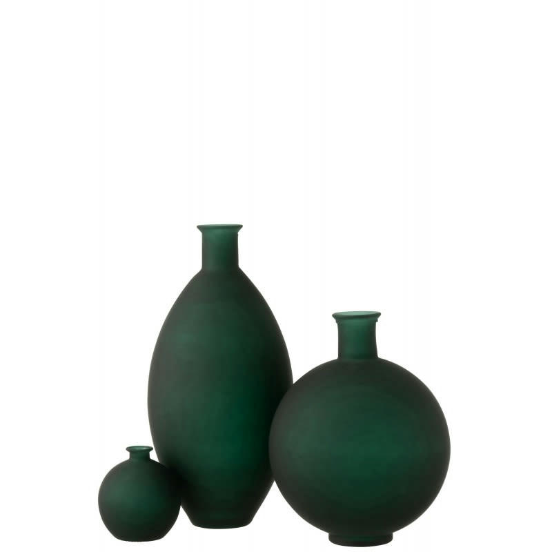 - Vase ovale en verre vert 28x28x58 cm