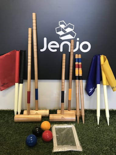 Premium Wooden Family Croquet Ball Mallet Game 4 Player Set