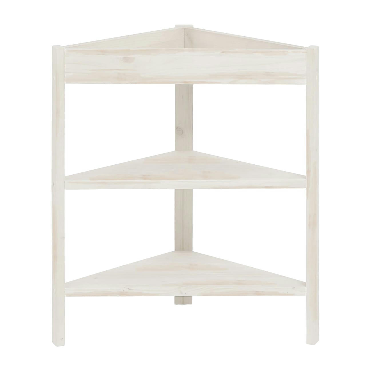 MAURO - Etagère d'angle en bois de couleur blanc vielli