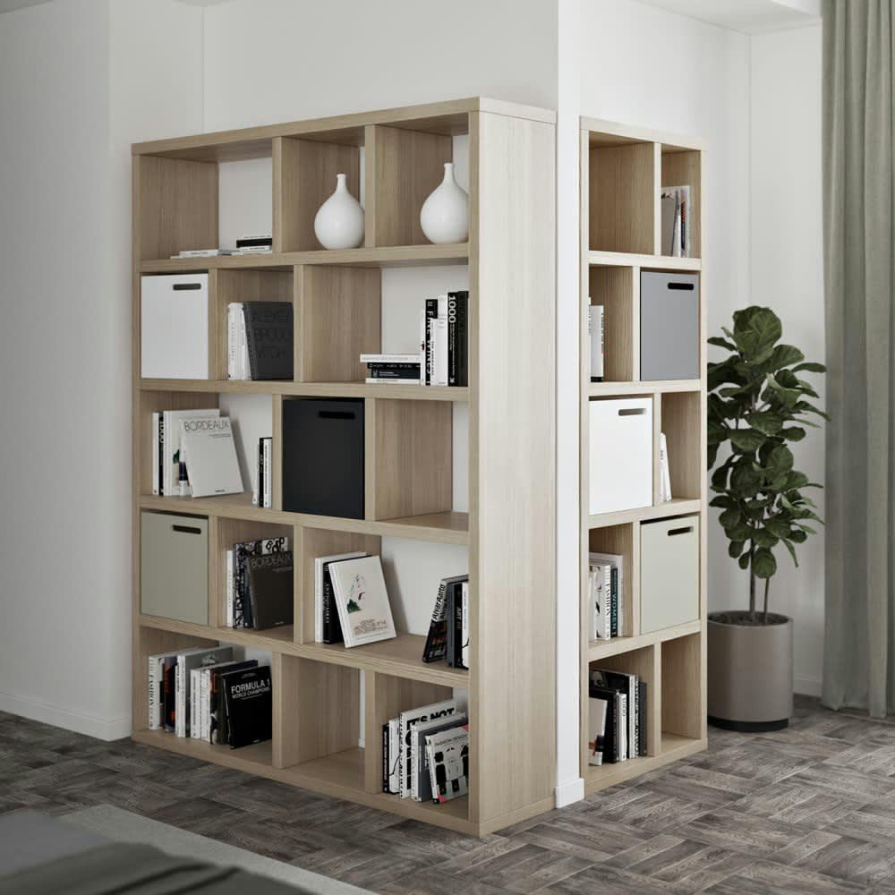 BERLIN - Bibliothèque  placage chêne naturel