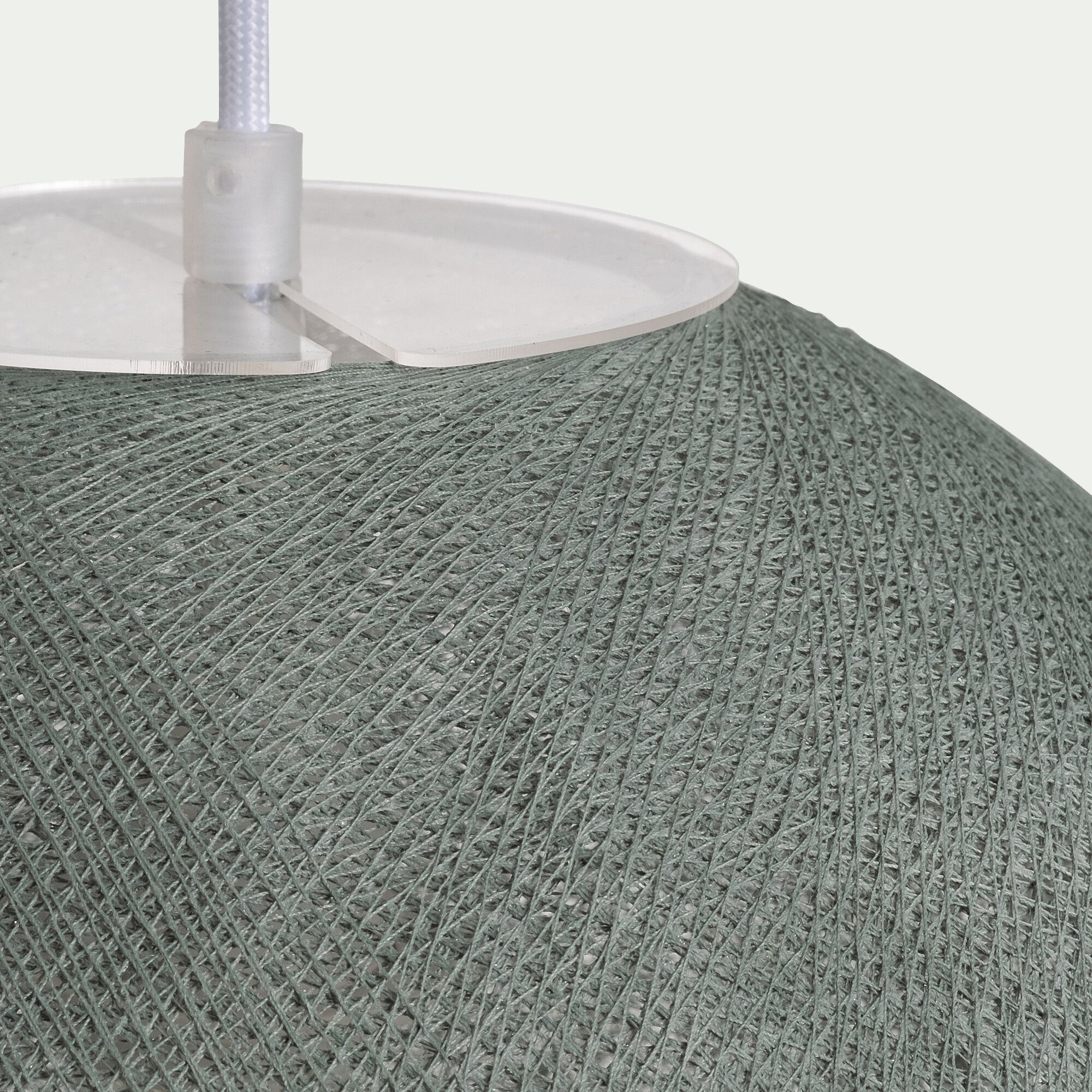 LUNA - Suspension électrifiée globe en tissu D31cm - vert de gris