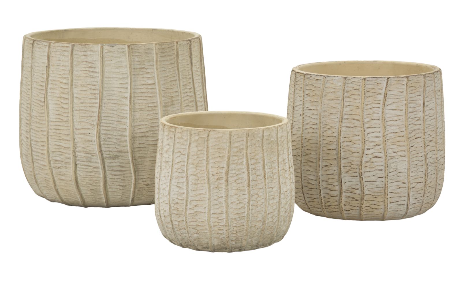 Crèmekleurige keramische vazen set van 3 stuks cm 30,5x27-25x22,2-19,5