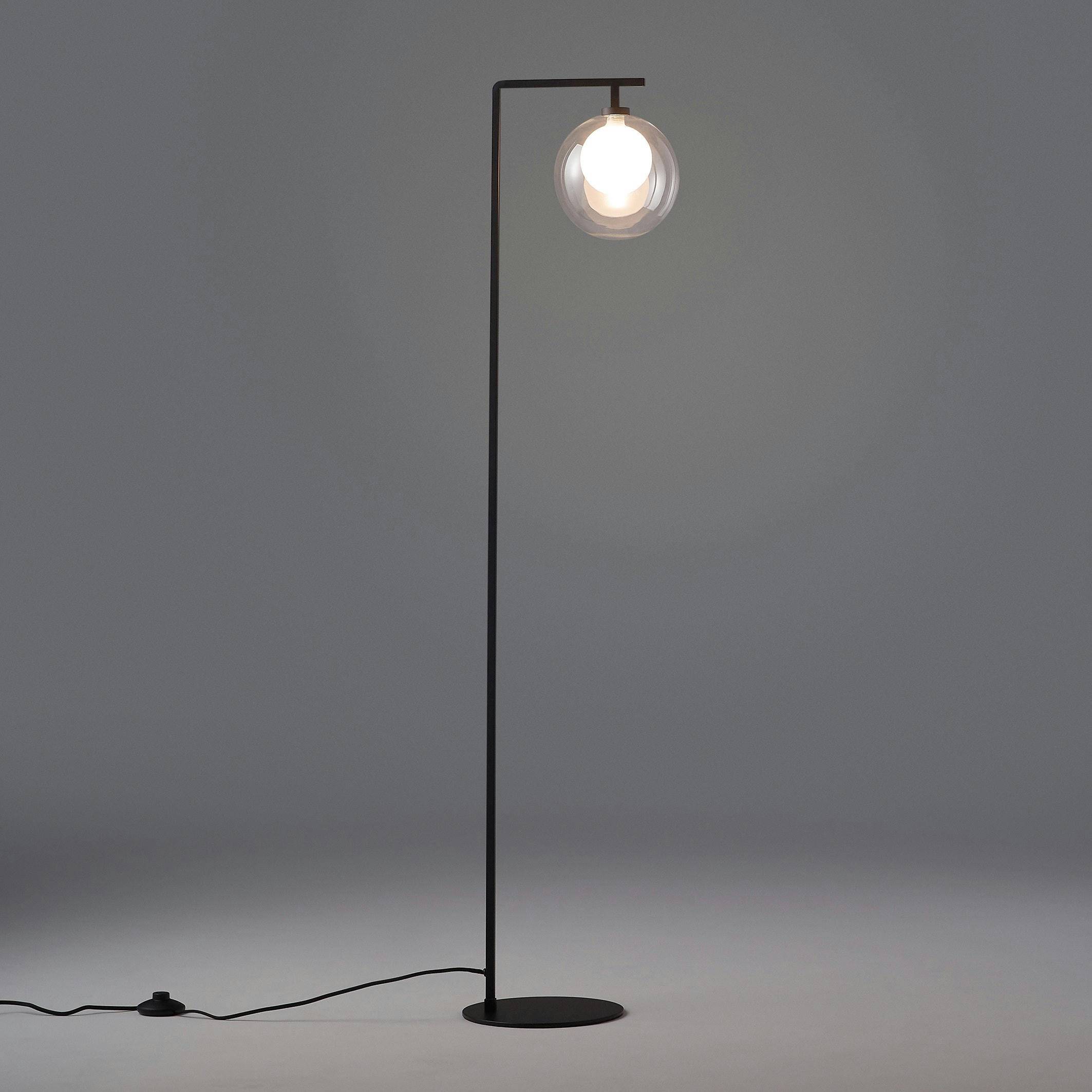 Lampadaire métal acier et verre, Arvin
