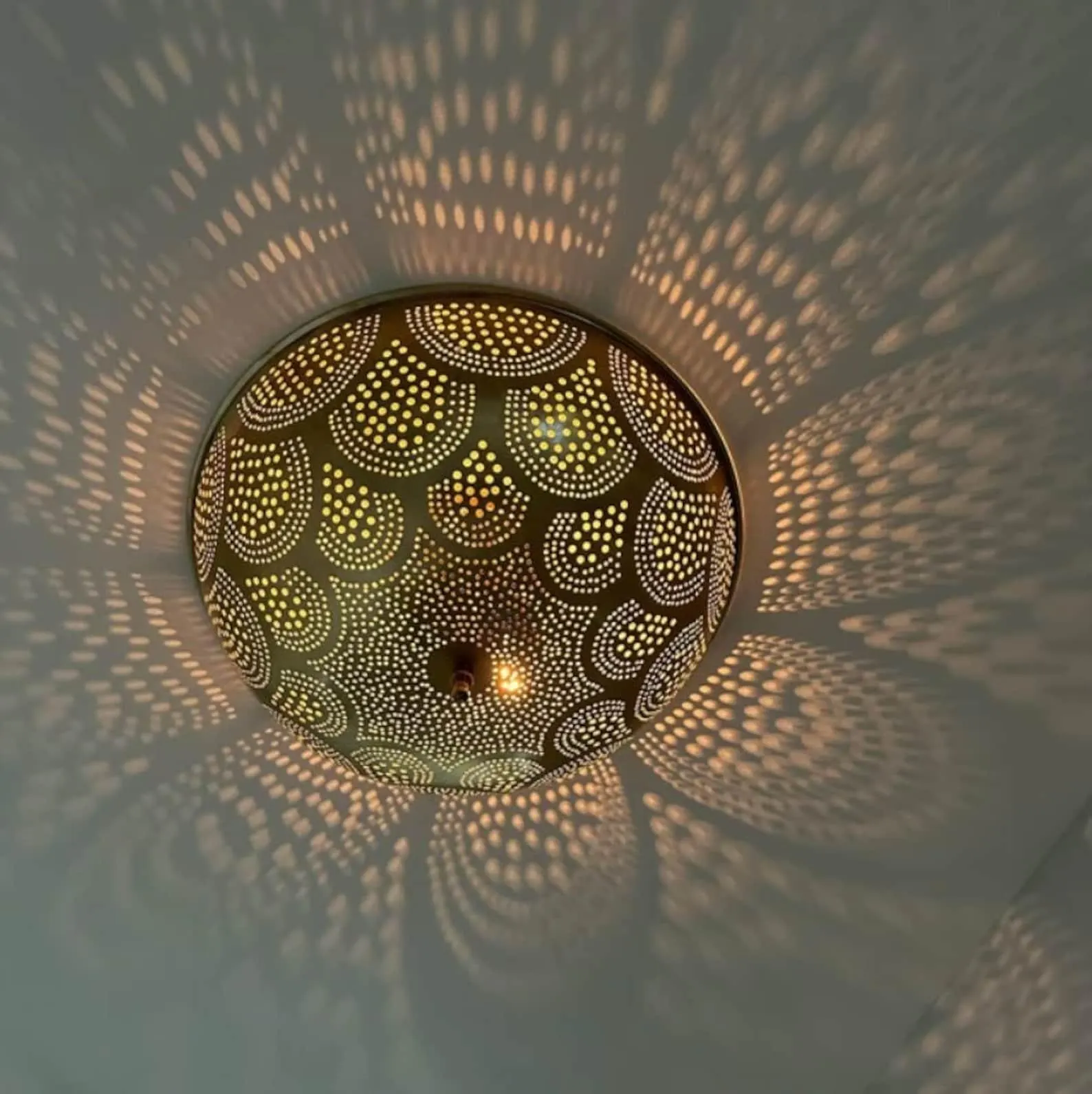 Flush Ceiling Light – Handmade Brass Flush Mount, Antique Brass Lamp, Moorish Lighting, Entryway Hallway Decor