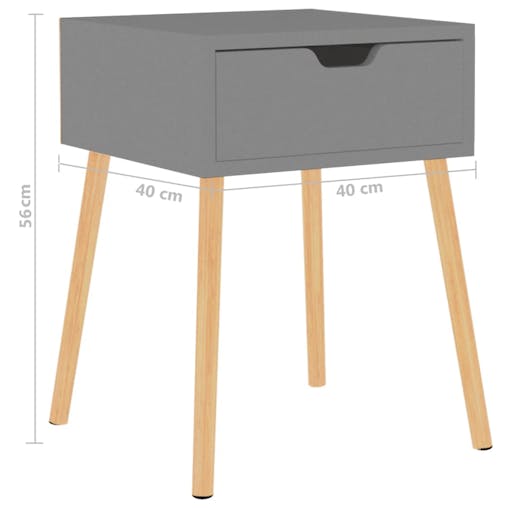 NNEVL Bedside Cabinet Grey 40x40x56 cm Chipboard