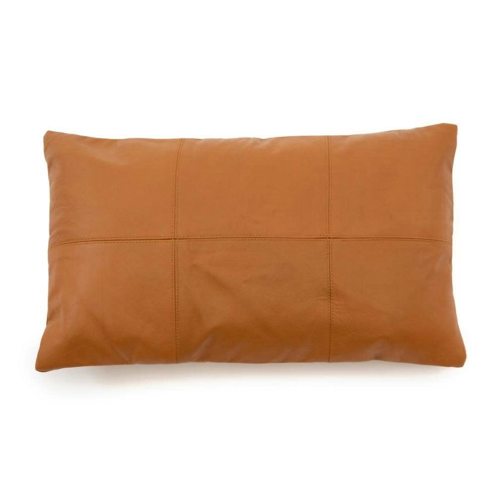 LEATHER - Coussin en cuir marron 30x50
