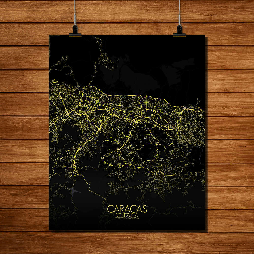 - Affiche Caracas Carte Nuit 40x50