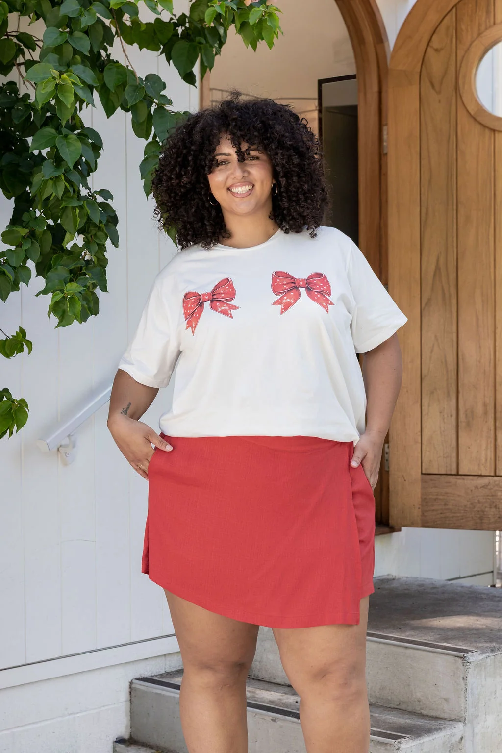 Samara Linen Blend Skort in Vermilion