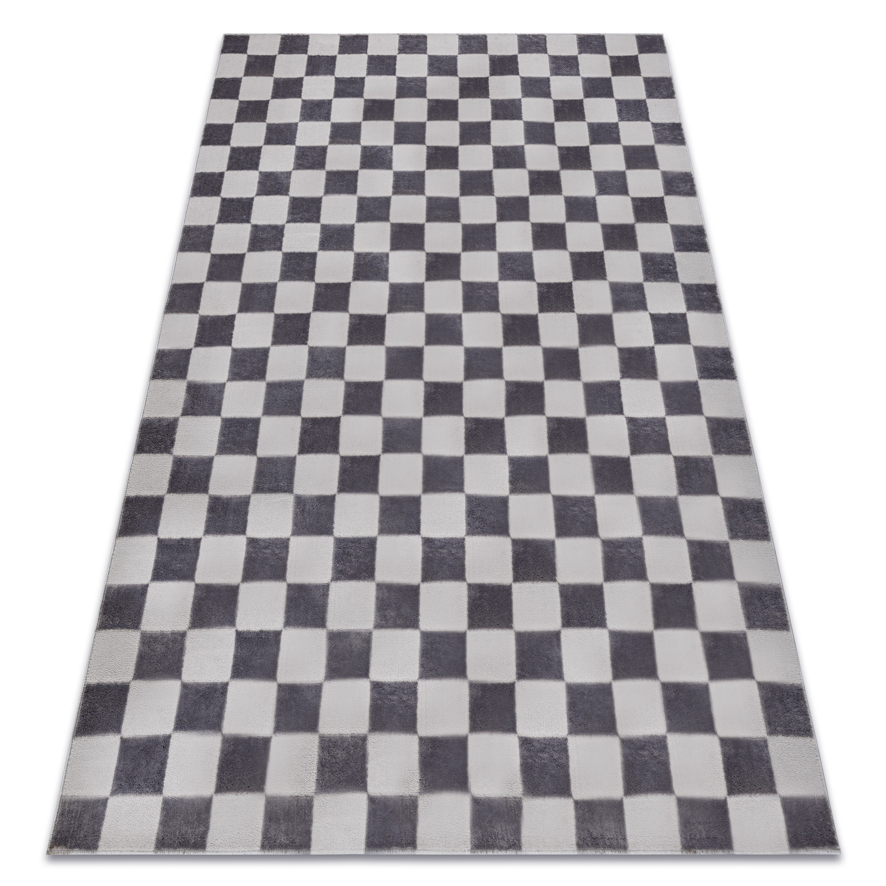 Dywan AURA EB112 szary - Szachownica, strukturalny, nowoczesny 80x150 cm