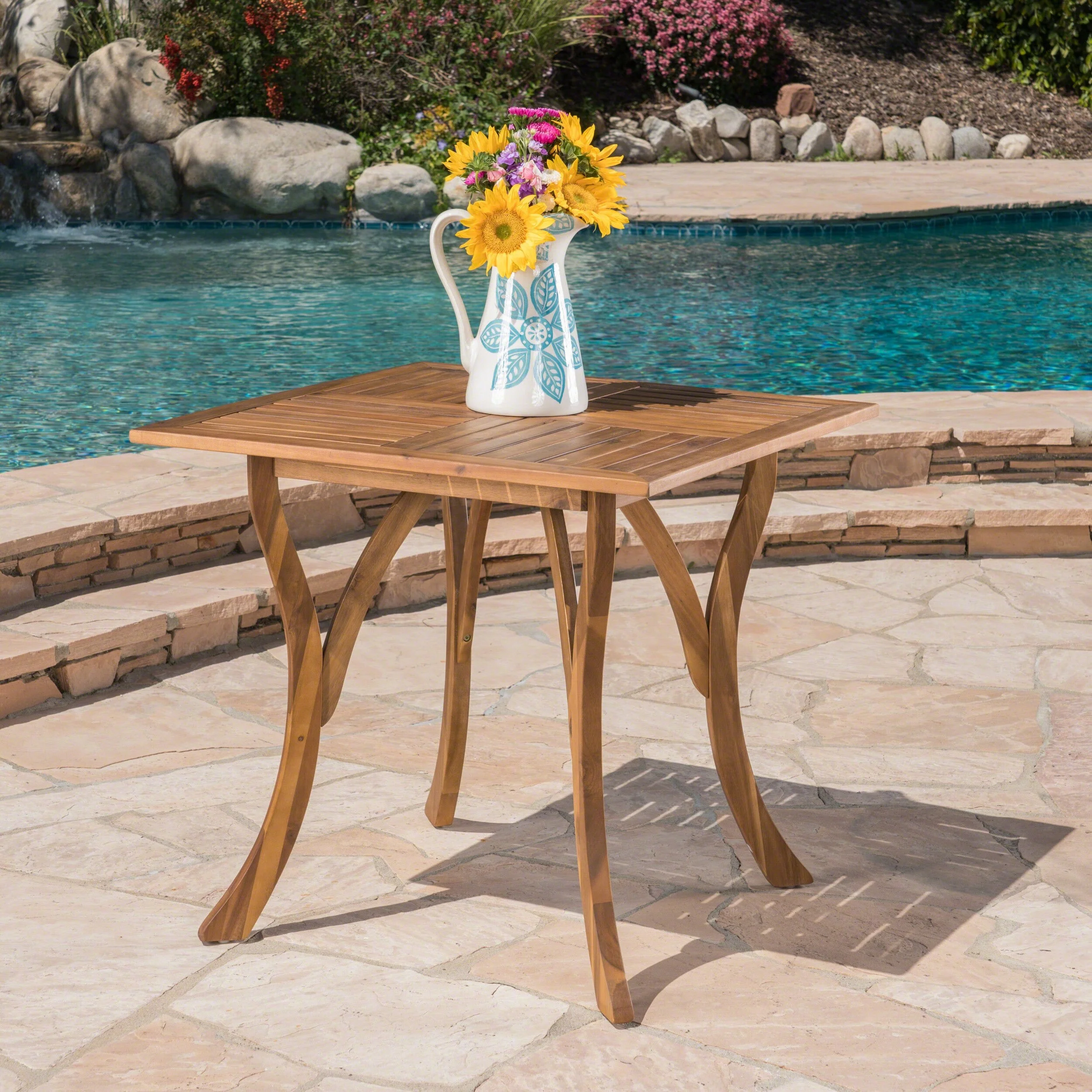Outdoor Acacia Wood Square Dining Table