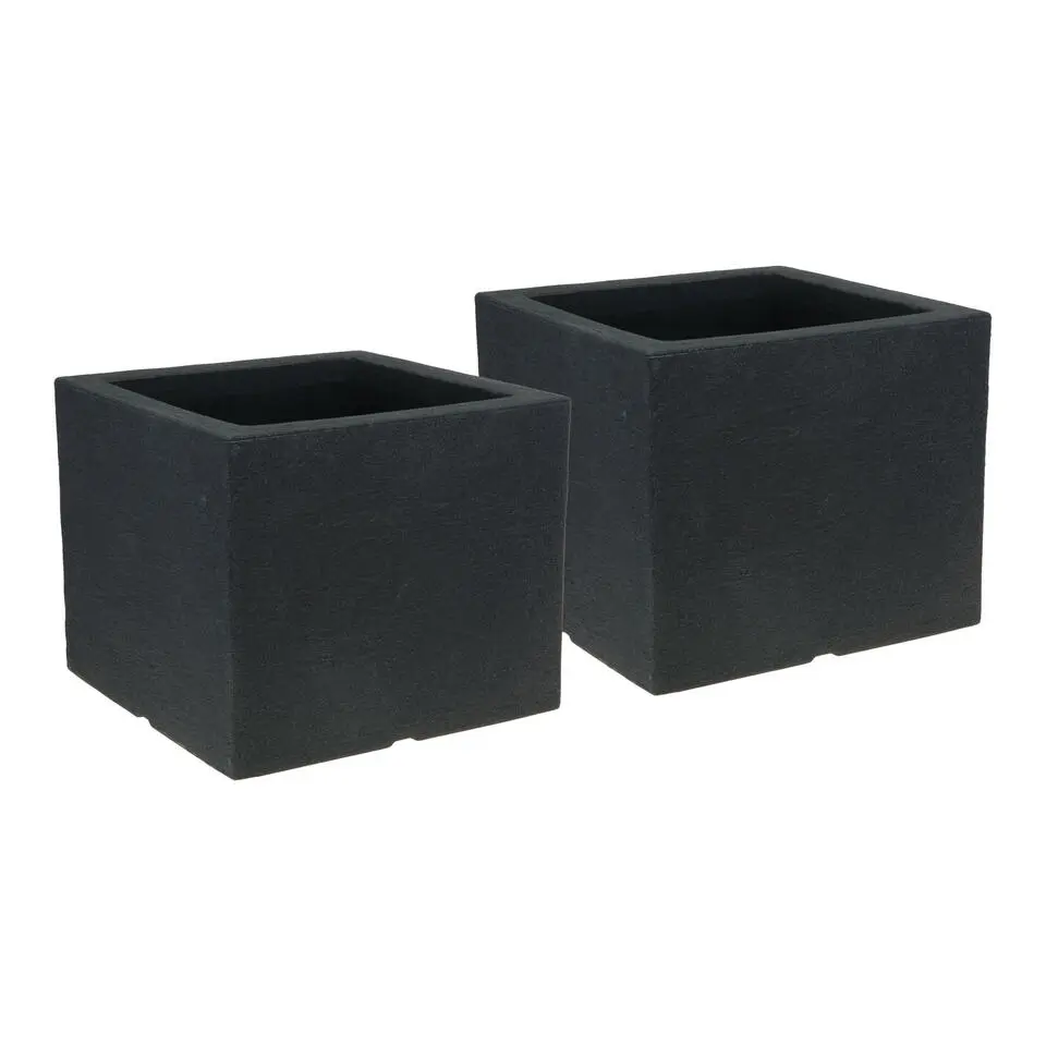 Pro Garden Plantenpot - Tuin - kunststof - antraciet - 40 x 33 cm