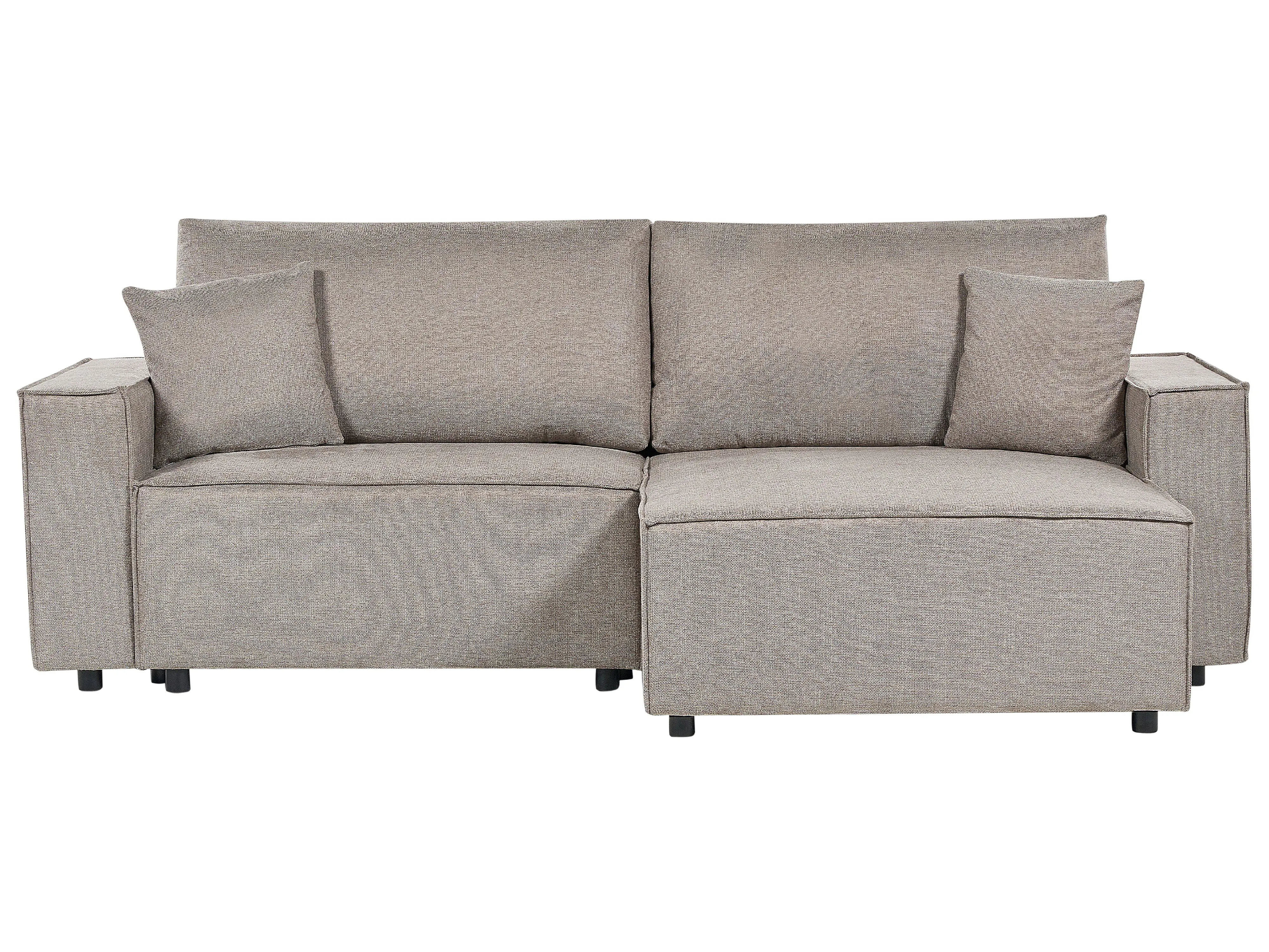 Sofa Bed 3 Seater KARILA Fabric Taupe with Storage Left Hand
