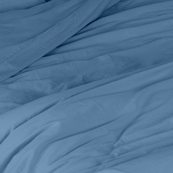 Housse de couette unie en coton Lavé (240x220 cm - Bleu Foncé)