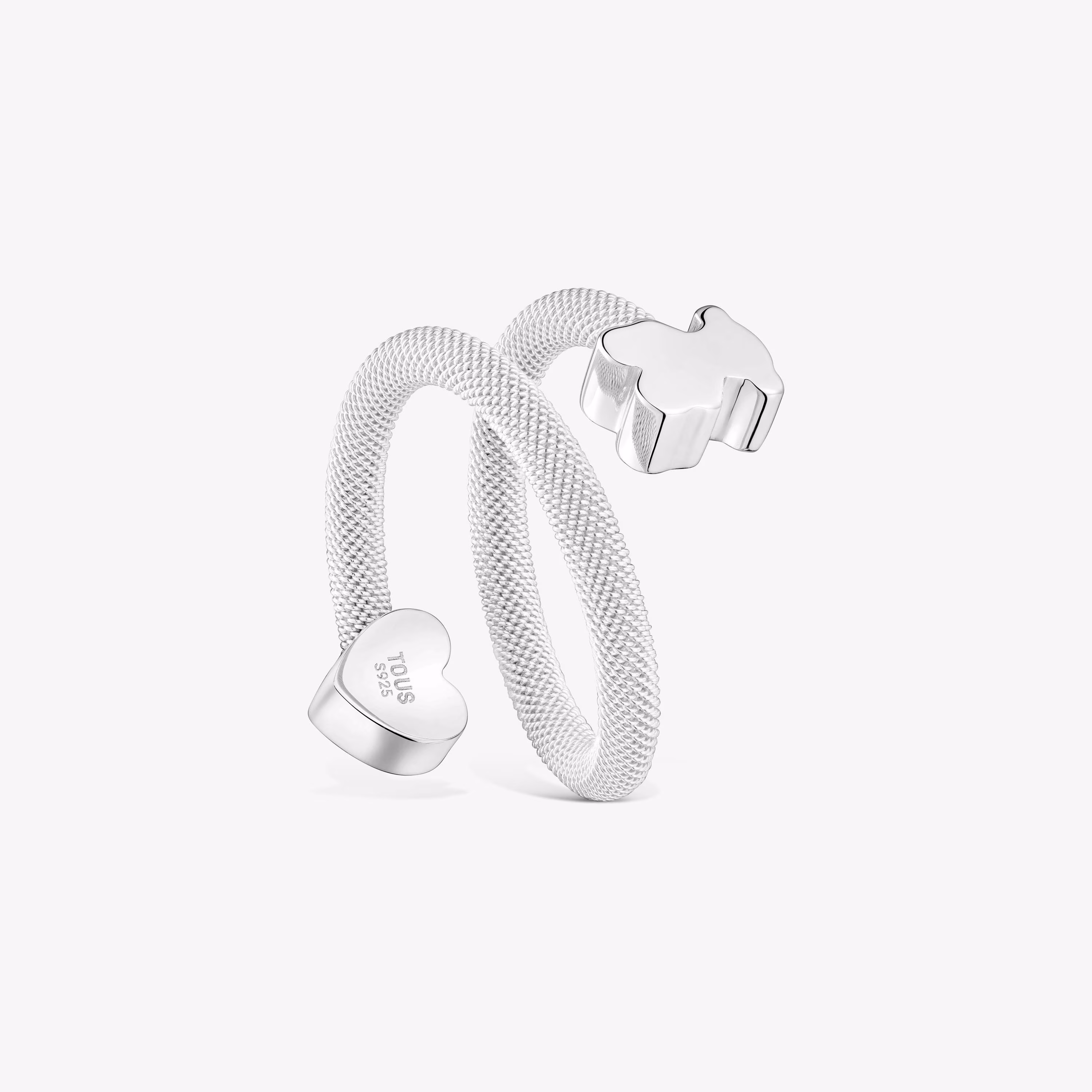 Anillo espiral de plata y motivos Icon Mesh