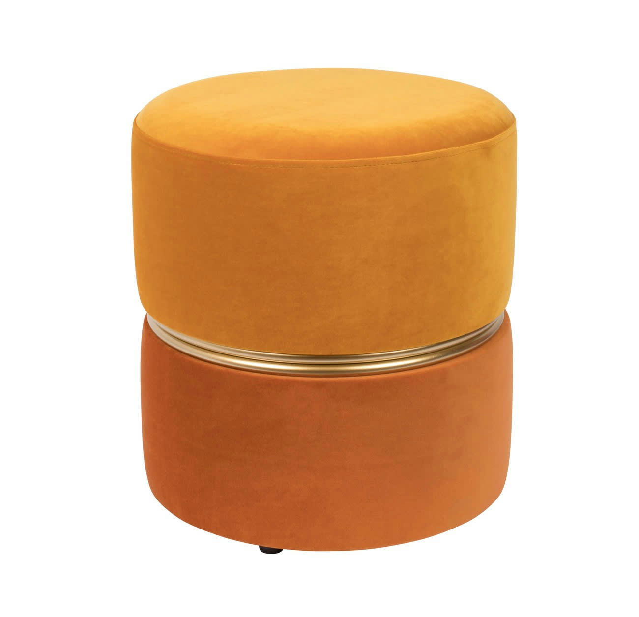 ART DECO - Tabouret pouf velours orange