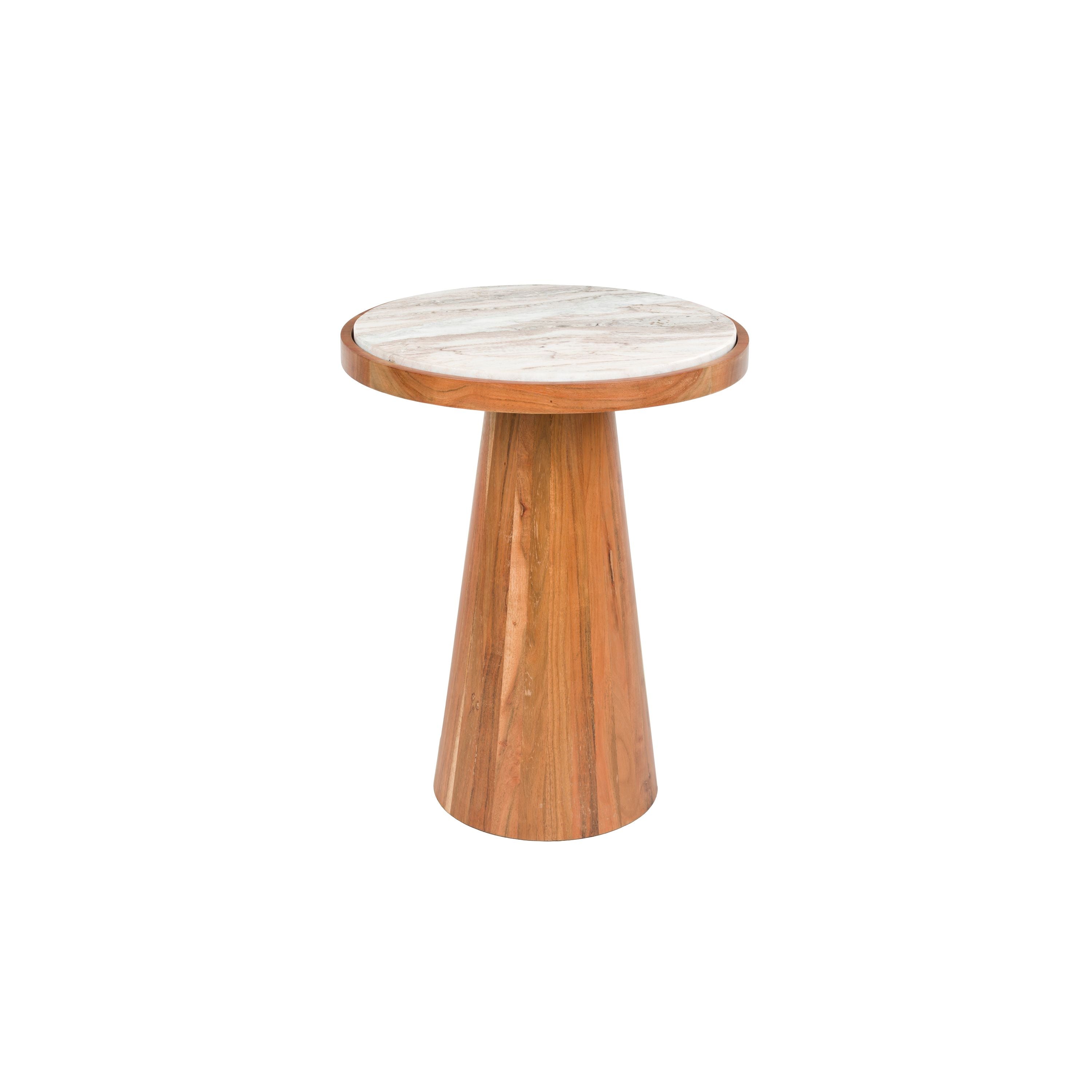 Housecraft Living Mees Bijzettafel Rond 40 cm Marmer/ Hout - Bruin