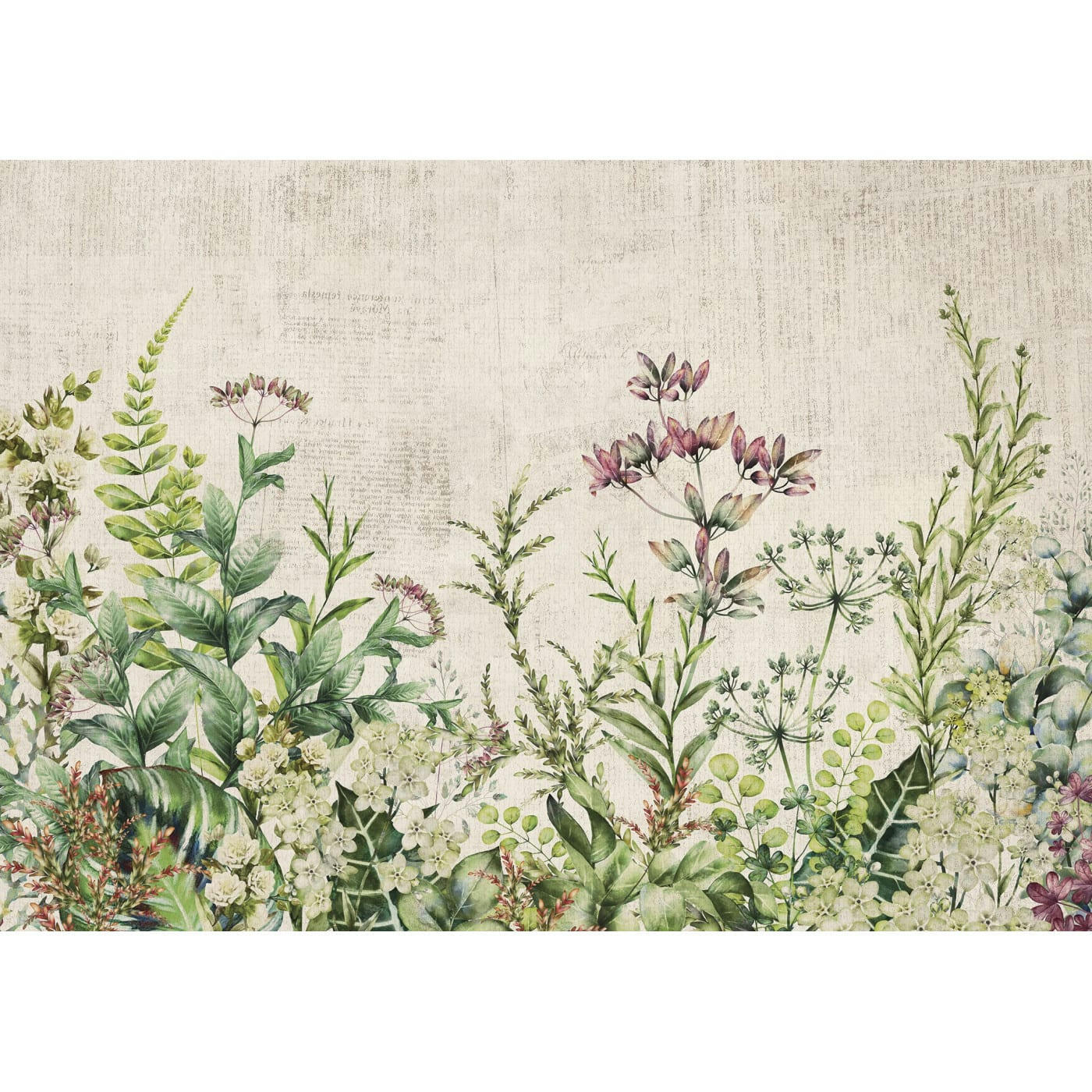 HERBIER SAUVAGE - Papier peint panoramique en papier multicolore 384x270