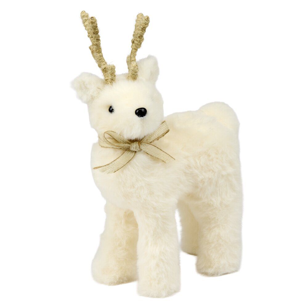 Renne de No&euml;l à poser effet fourrure H25cm (2 modèles)