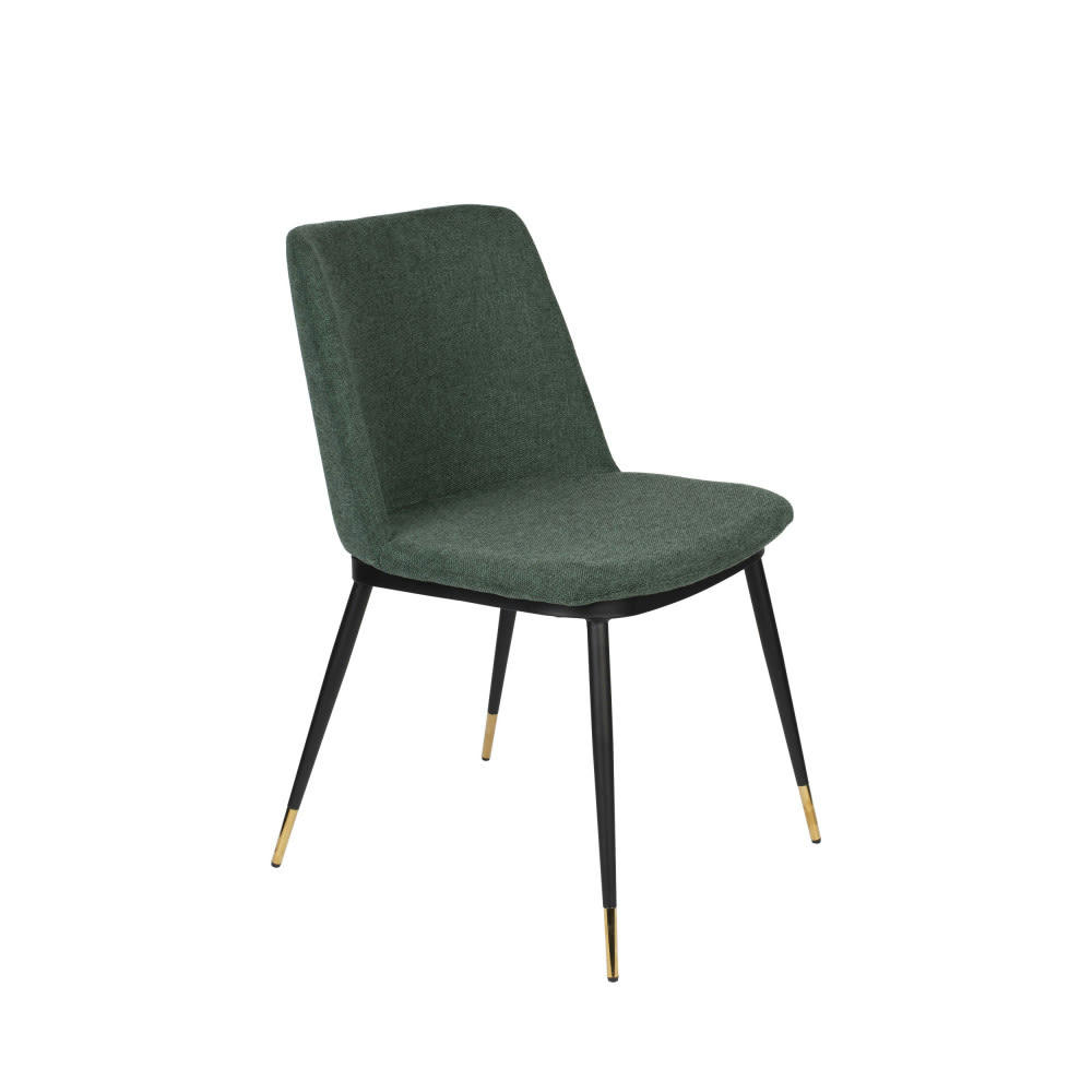 LIONEL - Lot de 2 chaises en tissu et métal vert