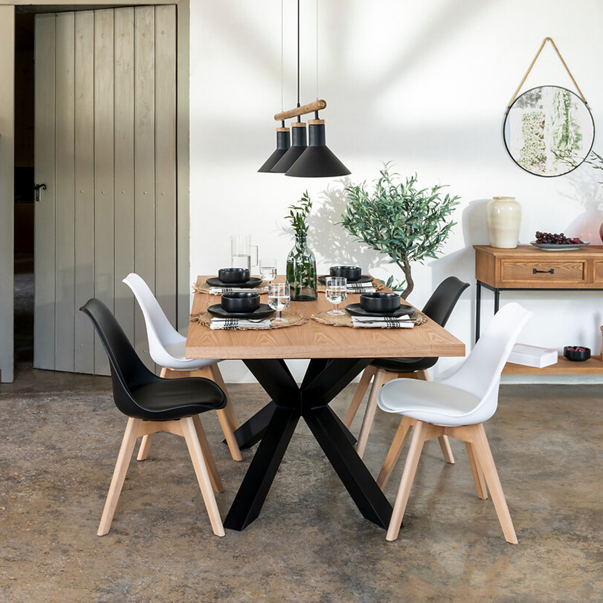 Set of 2 chairs "Baya" Beech, teal blue