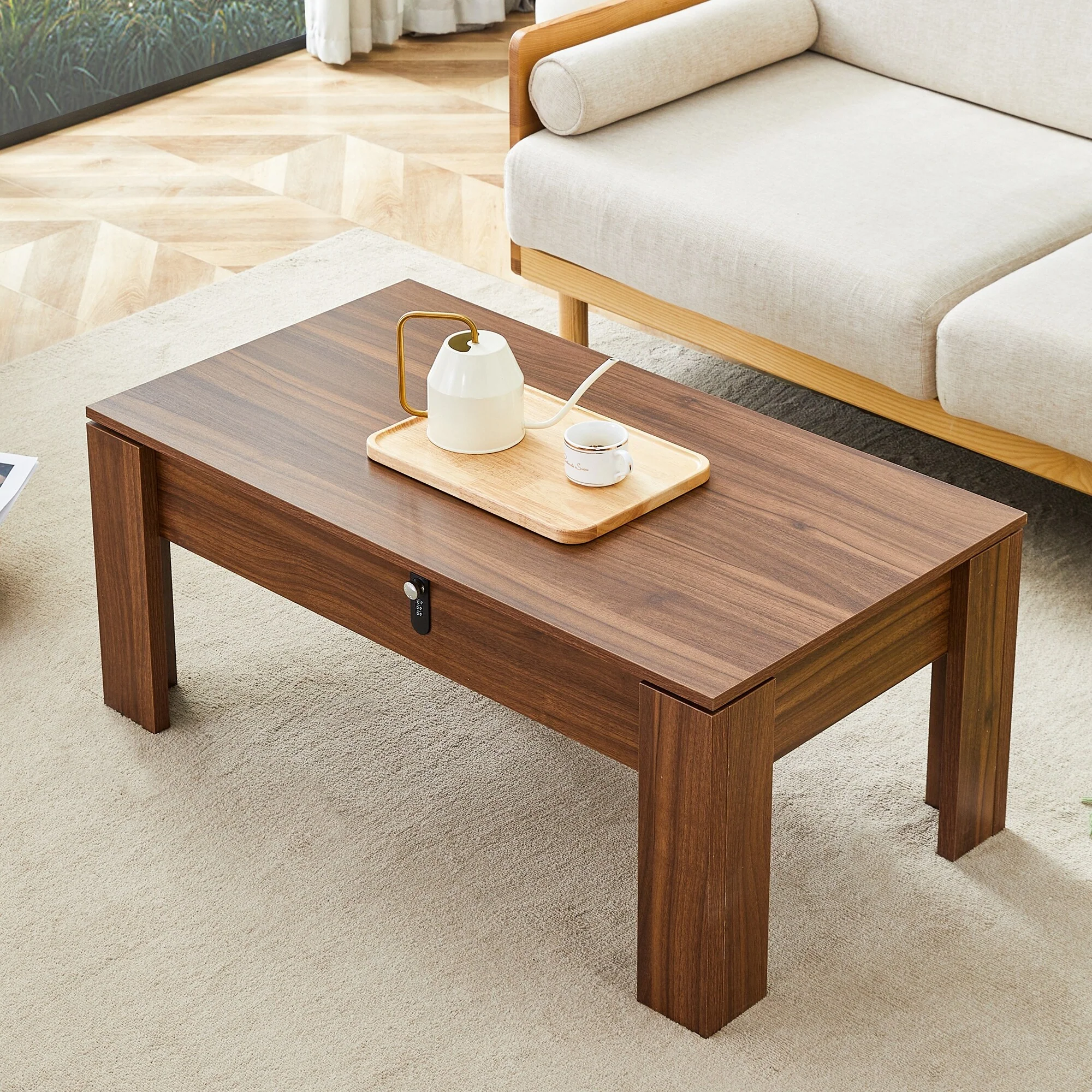 Multi-Functional Mdf Coffee Table With Password Lock