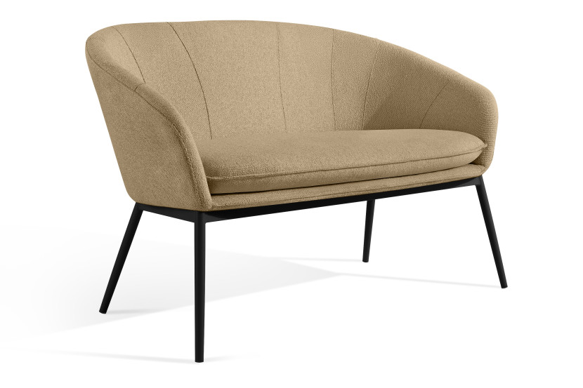 KONSIMO SOLIS Sofa ogrodowa tapicerowana beżowo-czarna, japandi, boho