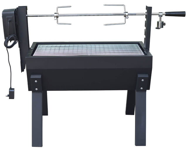 Billabong Portable Charcoal Spit Grill with Dual Power Option - 240V or 2 x 1.5V D Size Battery Operated (Batteries Not Included)