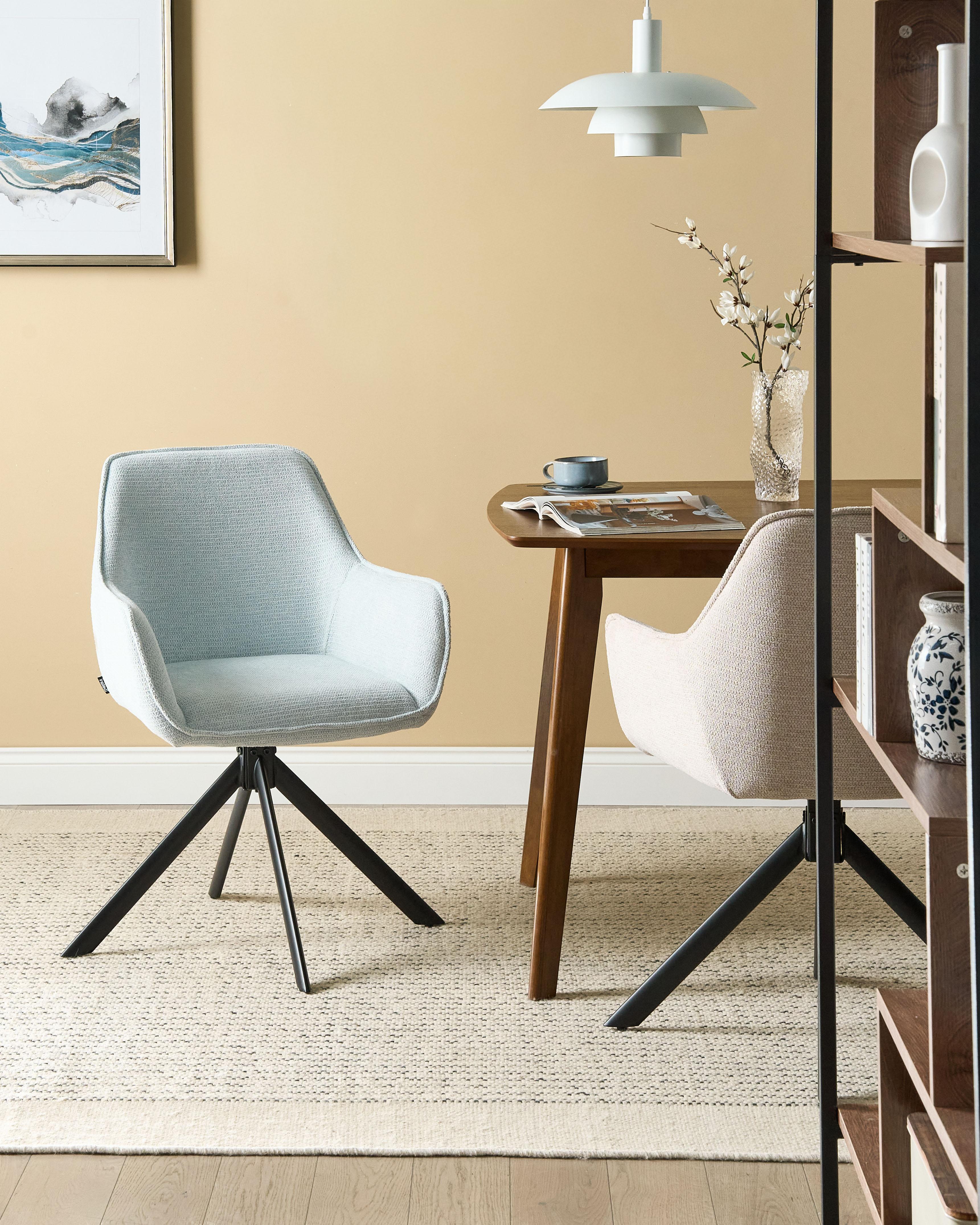 Dining Chair Swivel MORNAS Faux Linen Light Blue
