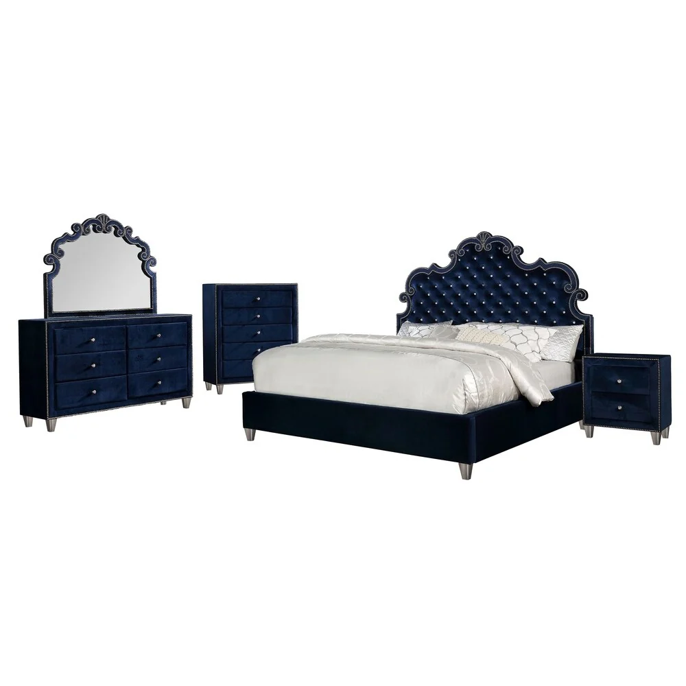 Best Quality Furniture 4-Piece Elena & Sierra Bedroom Set with Extra Chest