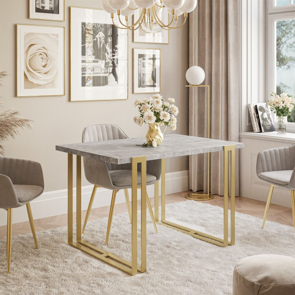 Stół rozkładany ACTON 160x90 złoty/bellato szary