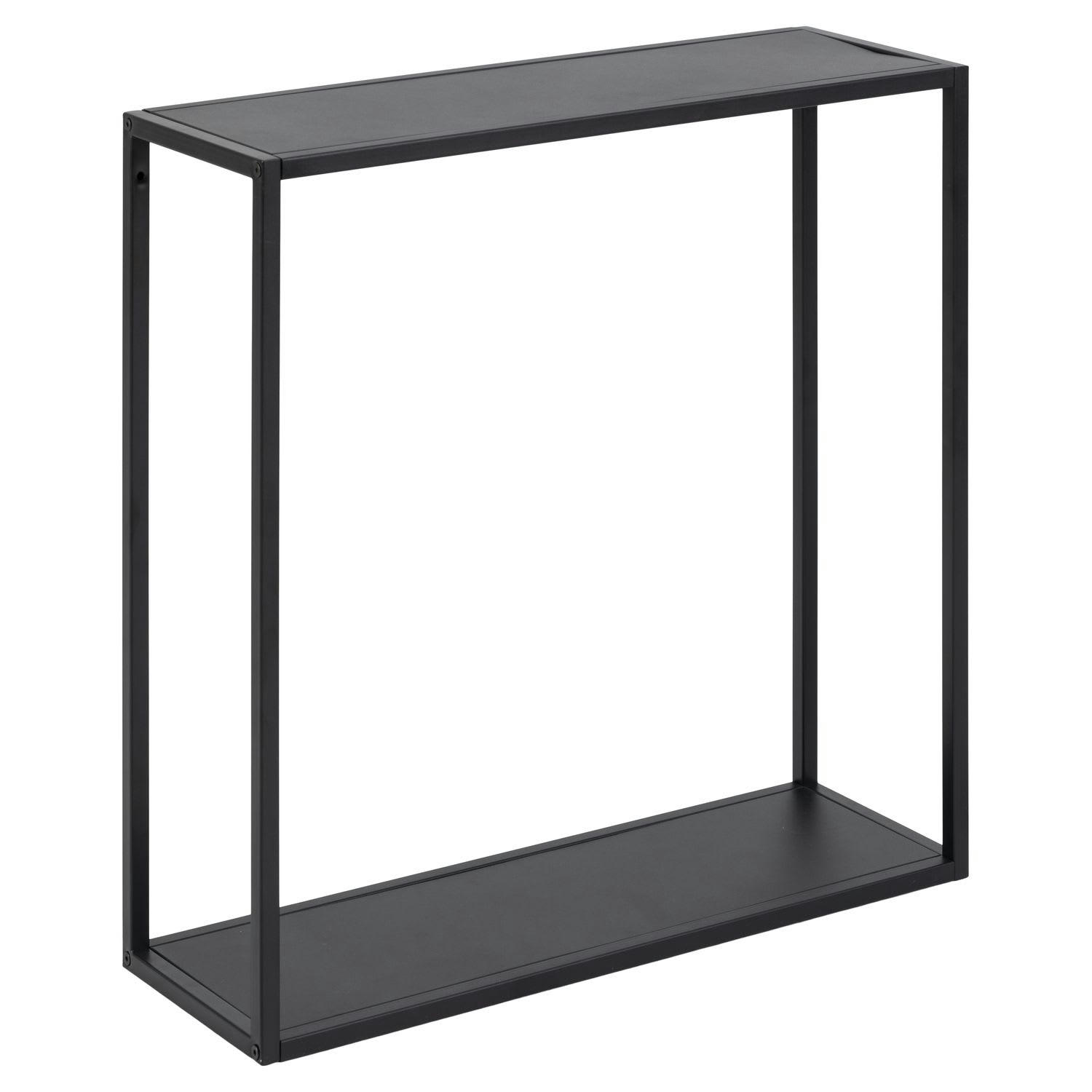 CÉLONG - Grande etagère murale carrée 2 tablettes en métal noir