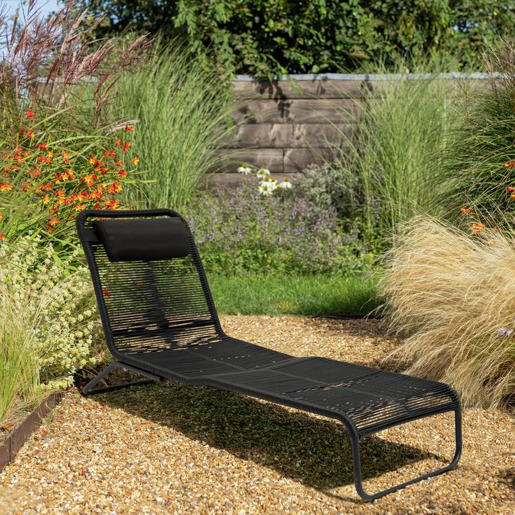 Habitat Delfina Metal Sun Lounger - Black