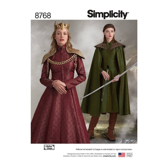 Simplicity Fantasy Costume Sewing Pattern 8768 (14-22)