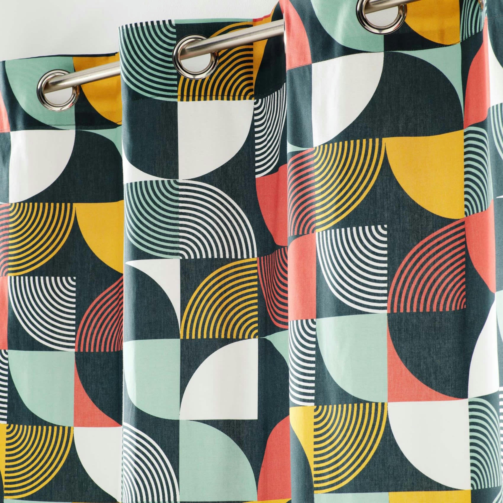 - Rideau à tendance géométrique coton cuivre 140x240 cm