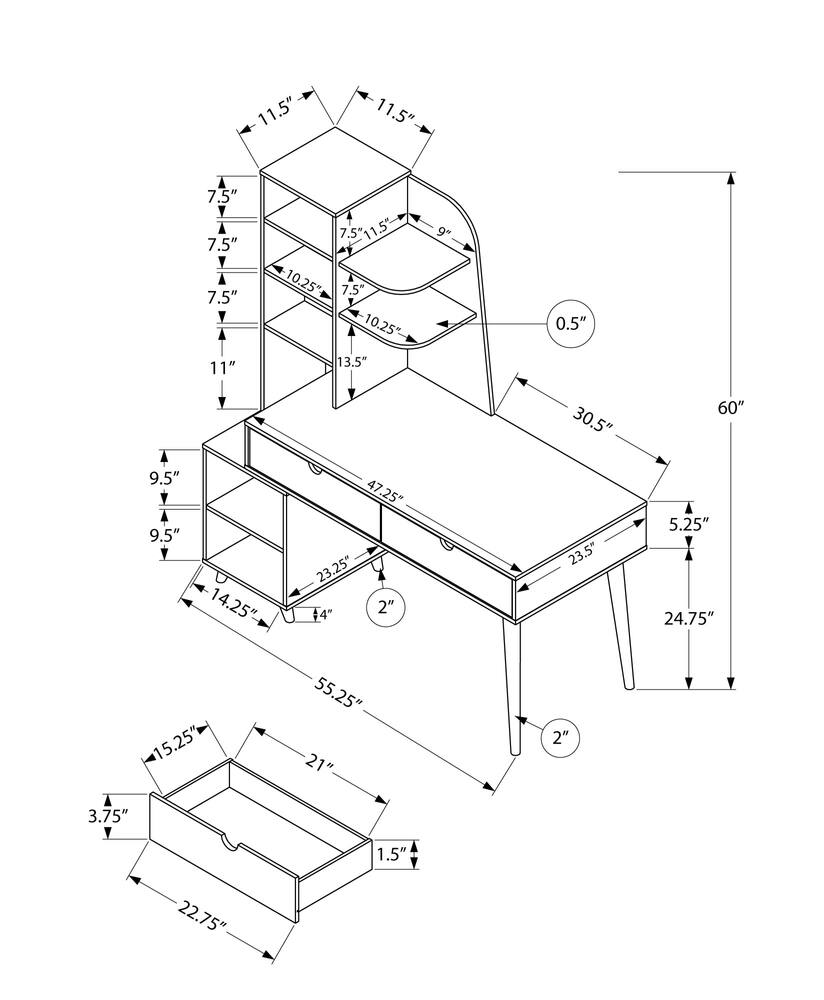 Monarch Specialities Bookcase Computer Desk