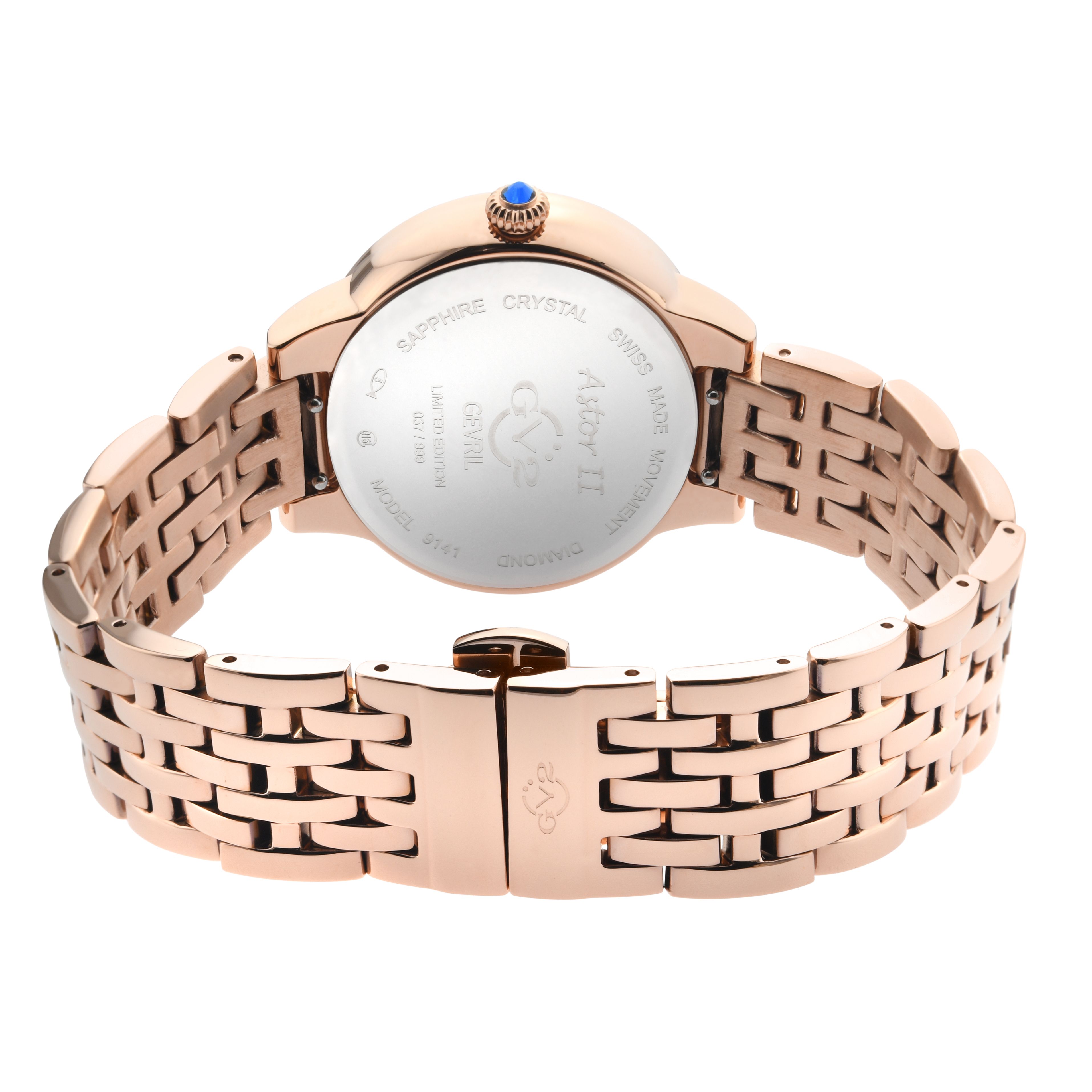 GV2 Astor II MOP Dial IP Rose Gold Diamond Swiss Quartz Watch
