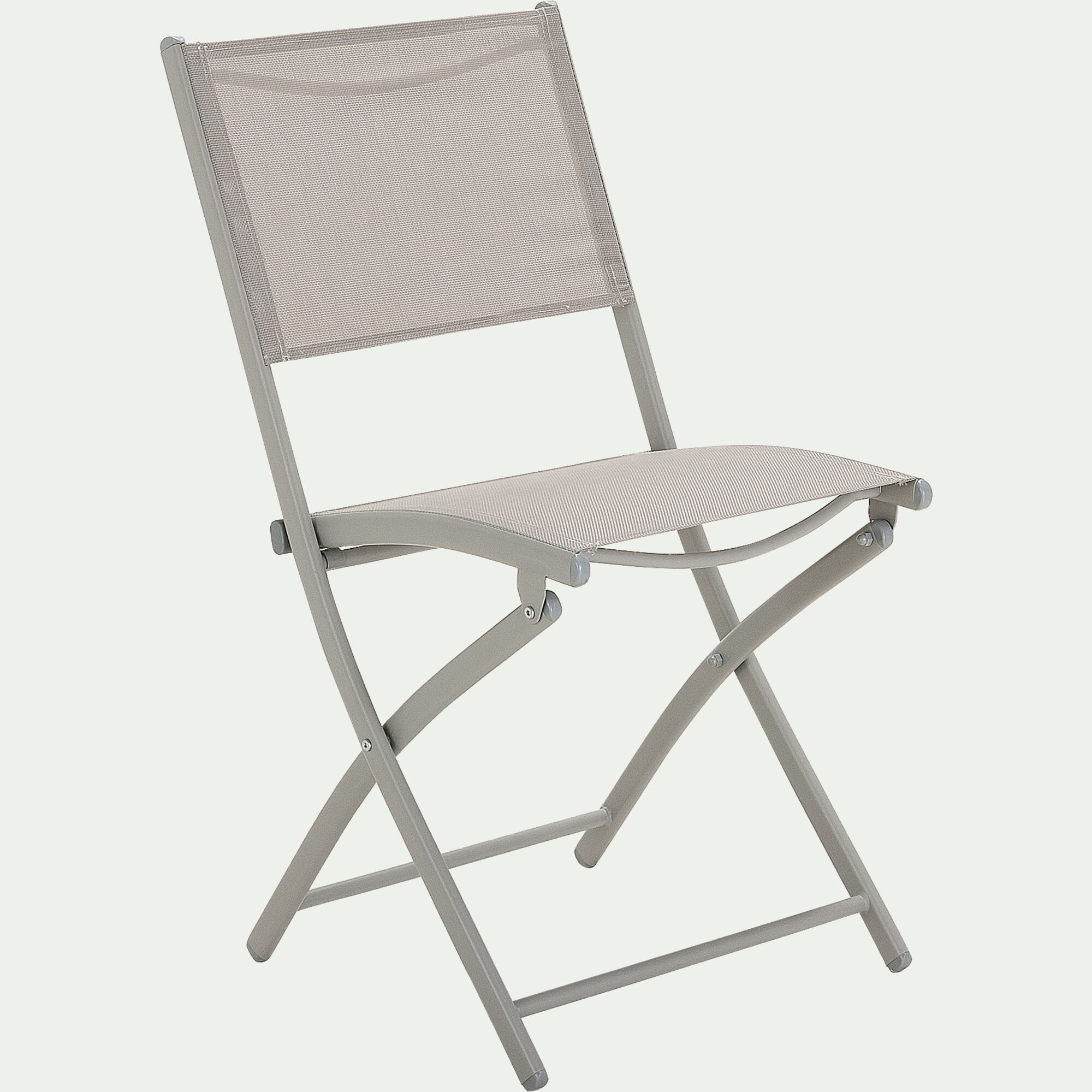 LIMONE - Chaise de jardin pliante en acier et textilène - gris vésuve