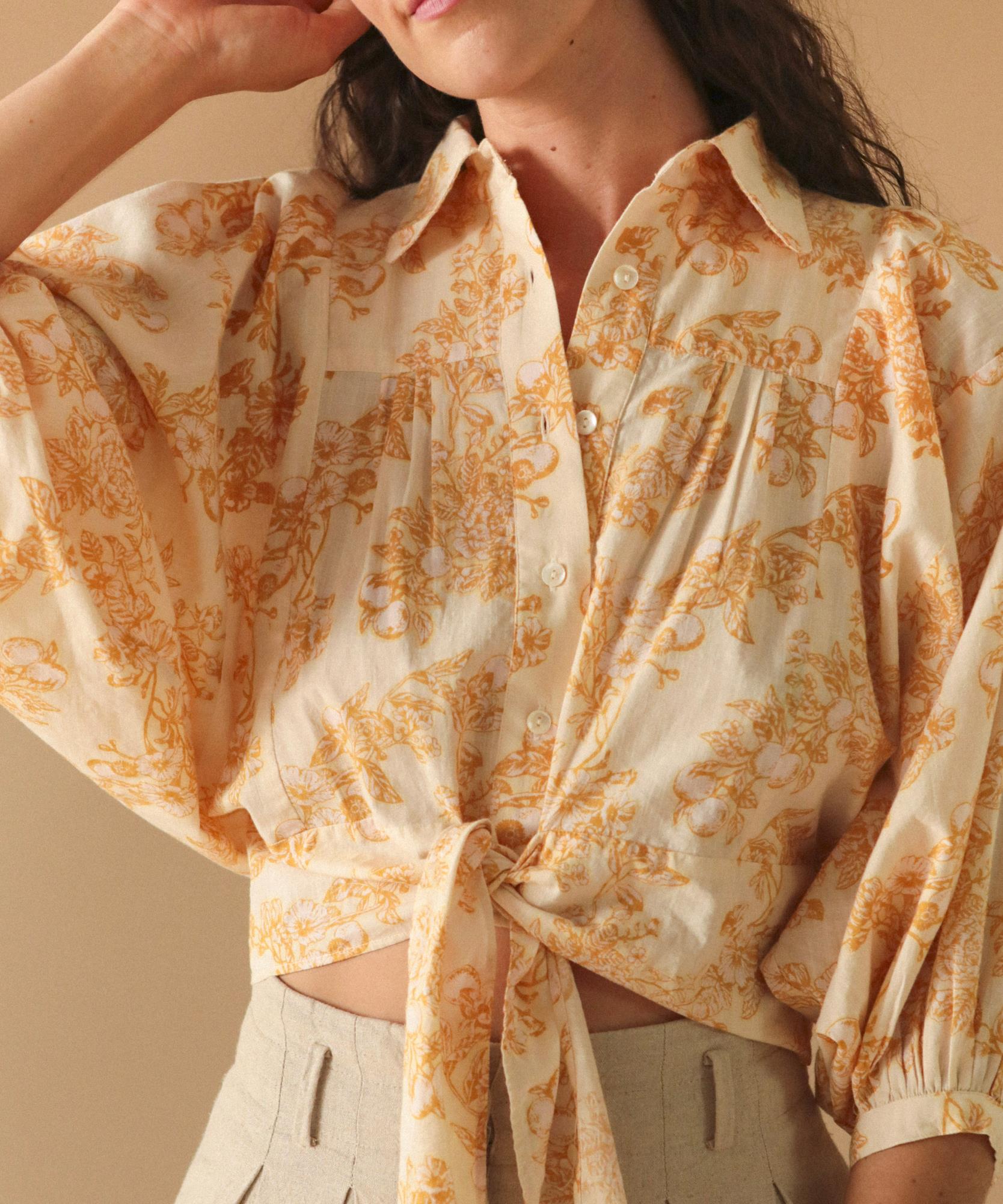Top Sybille imprimé Toile d' Oranger - 100% coton