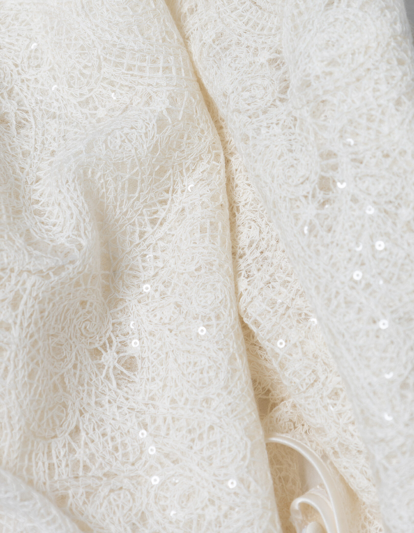 Blouse courte blanche en dentelle Femme