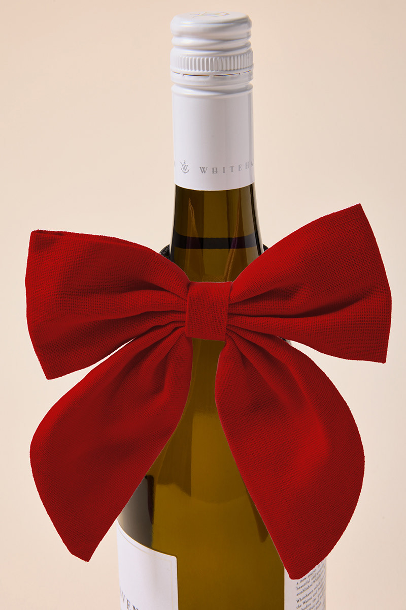 Beau Bottles Red Linen Bottle Bow