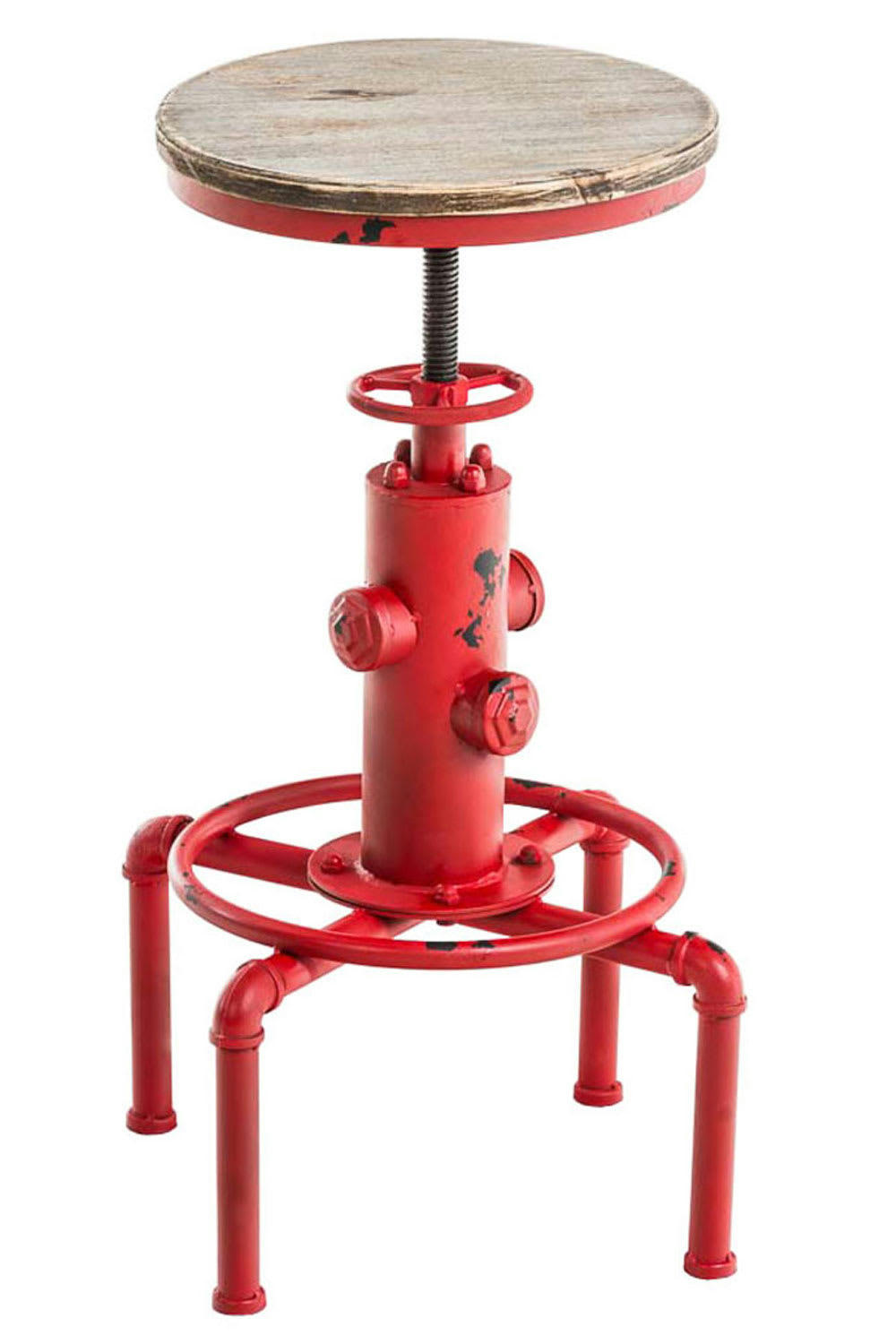 LUMOS - Tabouret de bar industriel réglable en métal Rouge