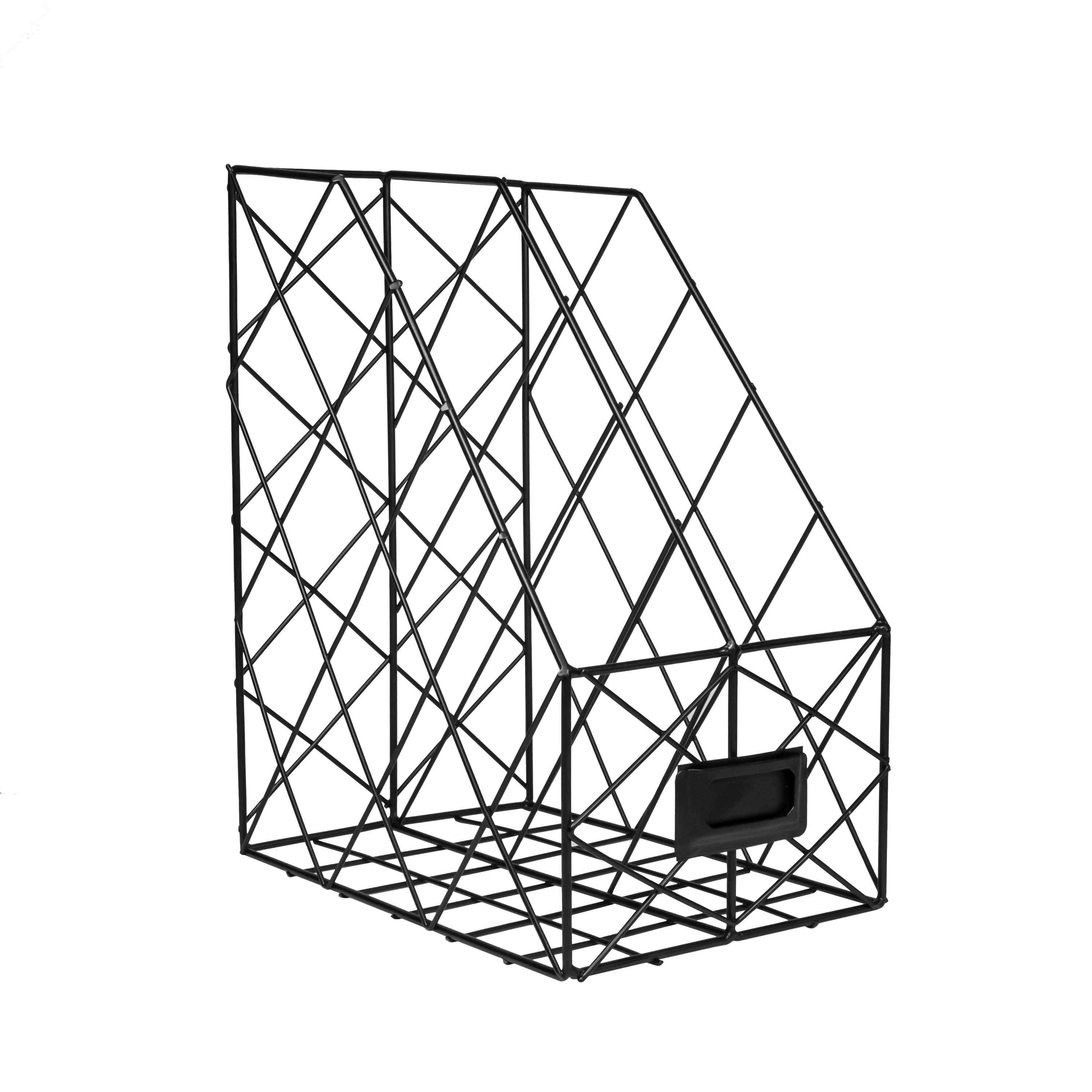 QUVIO boeken & tijdschriften organizer ruitjes staal - Zwart
