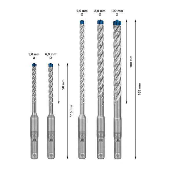 Bohrer-Set »SDS plus-7X«, Hammerbohrer, 5-teilig