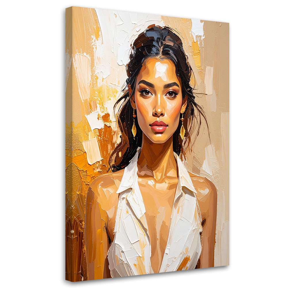 Feeby Obraz do salonu sypialni, Portret Kobiety Glamour w beżu 40x60