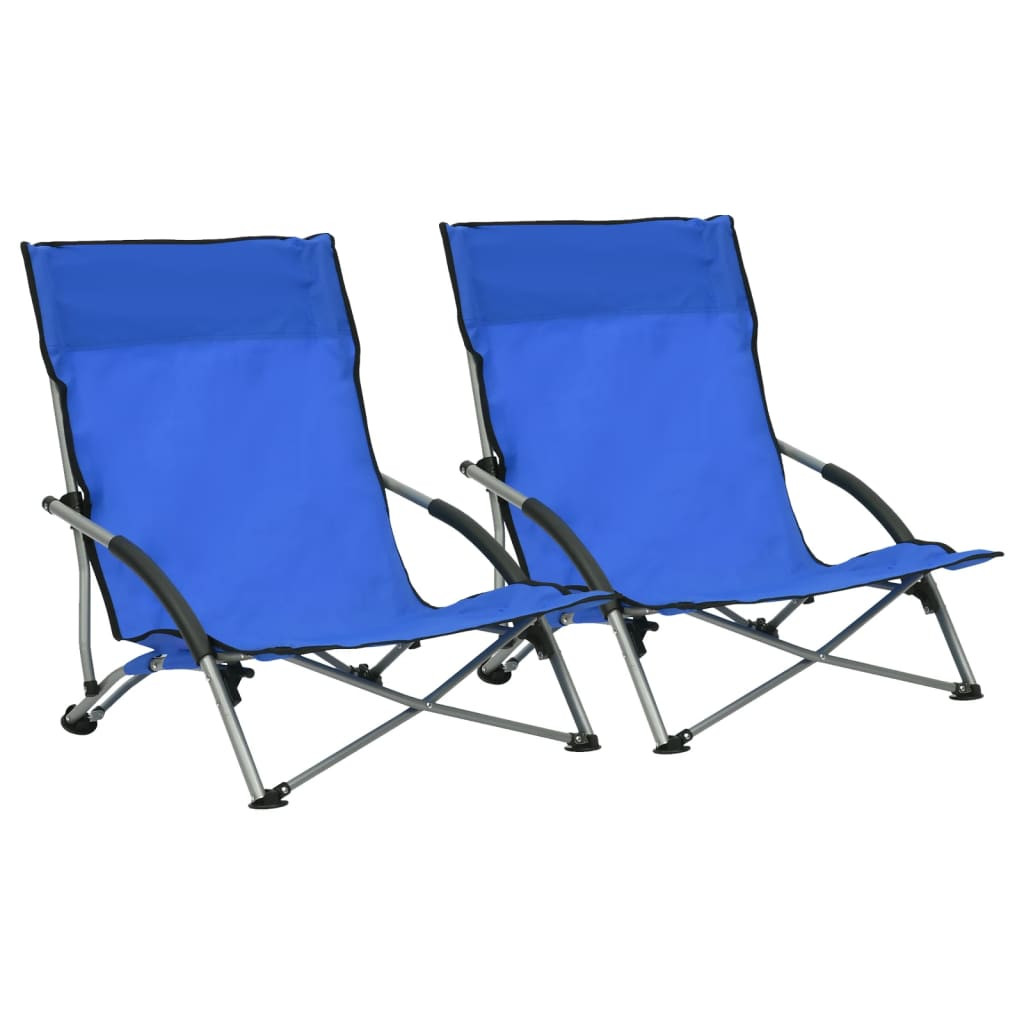 VidaXL Krzesło plażowe NiebieskiTkanina