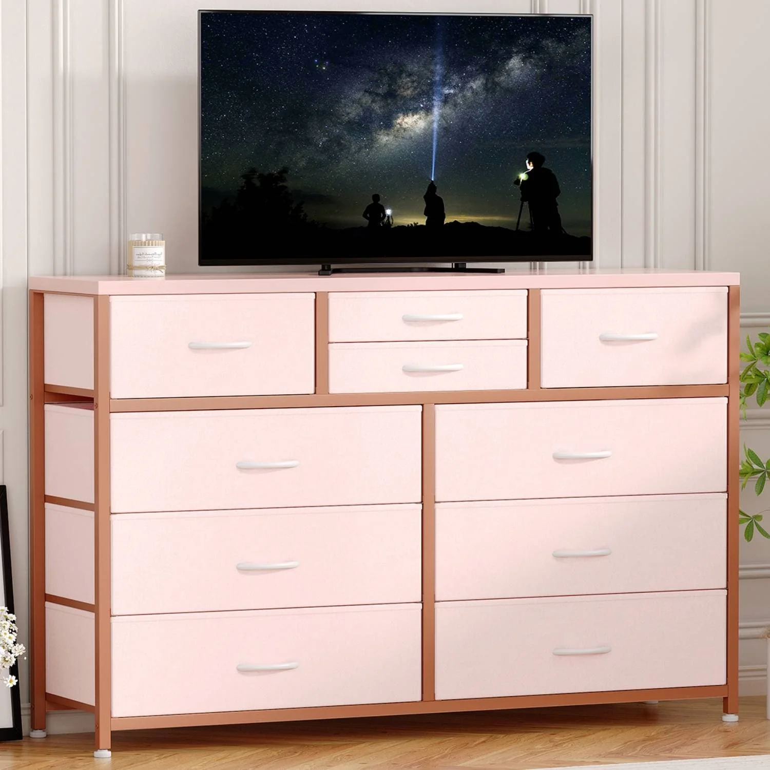 Modern Dresser TV Stand with 10 Drawers - n/a