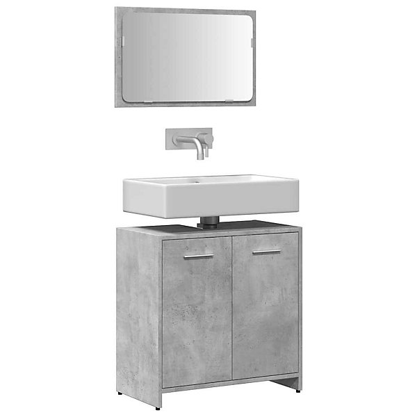 Armoire de bain avec miroir gris béton bois d'ingénierie vidaXL