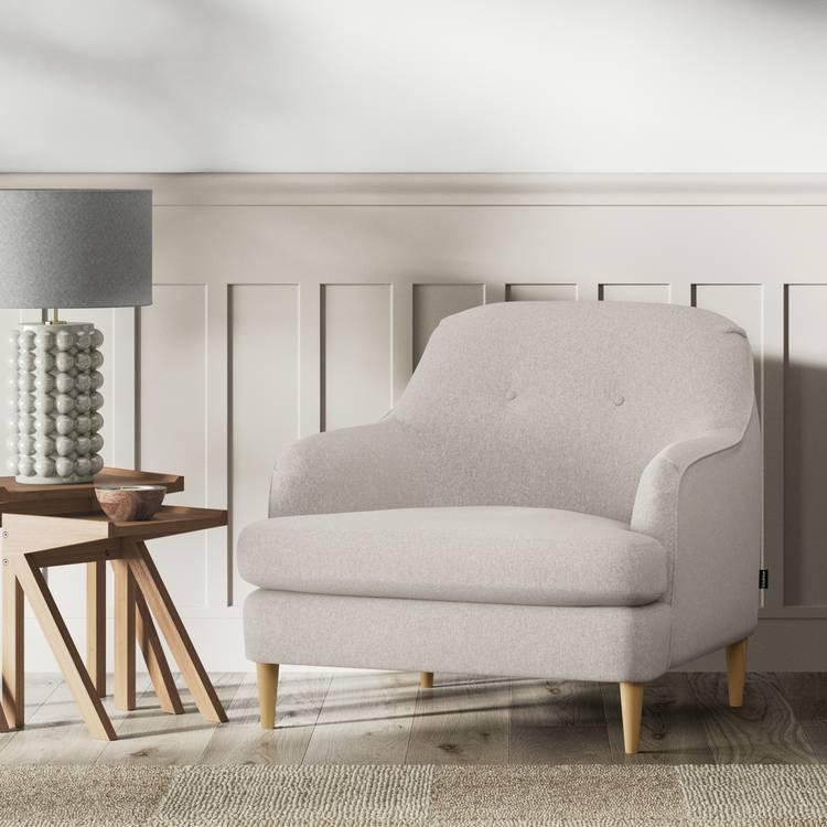 Habitat Frome Fabric Armchair - Stone - Ash Leg