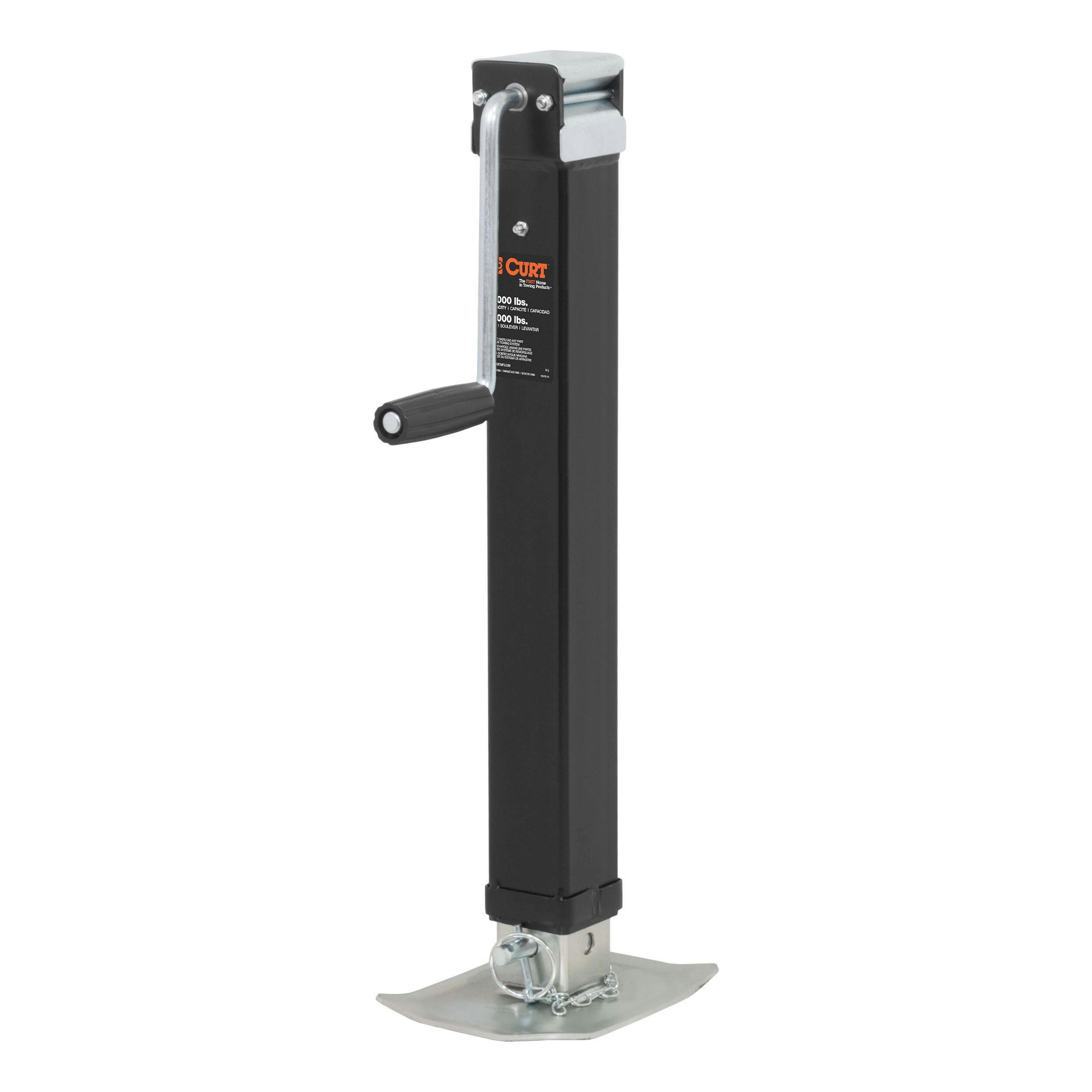 CURT 28575 Direct-Weld Square Jack with Side Handle (8,000-lb, 15-in Travel)